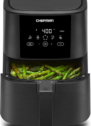 Chefman TurboFry Touch Air Fryer, The Most Compact And Healthy Way To Cook Oil-Free, One-Touch Digital Controls And Shake Reminder For The Perfect Crispy And Low-Calorie Finish, 5 Quart