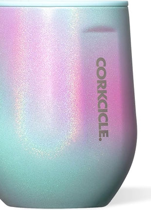 Corkcicle Stemless Wine Tumbler - Keeps Drinks Cold for 6 Hours - Triple-Insulated Stainless Steel - Non-Slip Base - Summer Drinkware Gift - Keeps Drinks Ice Cold - 12 oz - Rainbow Unicorn