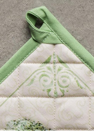 Maison d' Hermine Pot Holders 100% Cotton Heat Resistant Potholders 8" x 8" Hot Pads with Loop BBQ, Cooking, Baking, Grilling, Kitchen, Handling Hot Pans Spring/Summer (Pack of 1, Jardin Du Roy)