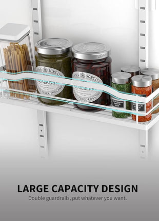 Moforoco White Narrow 9-Tier Over The Door Pantry Organizer, Pantry Organization and Storage, Metal Hanging Basket Wall Spice Rack Seasoning Shelves, 12.2"