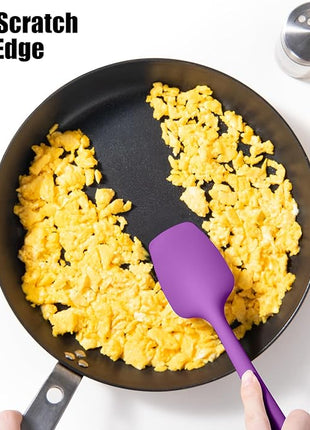 Heat Resistant Silicone Spoon Spatulas, Doosu 600°F High Temp Flexible Cooking Spoons Kitchen Spoonula Scratch-Proof for Mixing Stirring Scraping Serving Non-Stick Cookware (Set of 3, Multi-3)