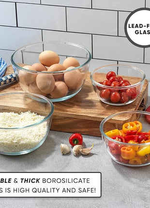 JoyJolt Kitchen Mixing Bowls - 8pc Glass with Lids Set – Neat Nesting Large Bowl Batter Cooking Storage and Big Salad BPA-Free Red