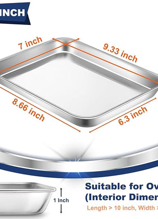 P&P CHEF 9 Inch Baking Cookie Sheet, Oven Pan Tray Stainless Steel Sheet Pan for Kitchen, Oven Bakeware for Multi Uses, Shiny Look & Dishwasher Safe, Healthy & Heavy Duty, 1Pc