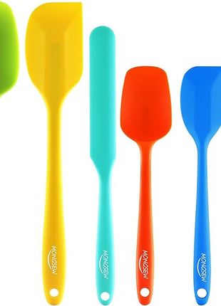 6PCS Silicone Spatulas, MONGSEW Food Grade Heat Resistant Rubber Spatula Set, Kitchen Spatulas for Baking, Cooking and Mixing, BPA-Free, Dishwasher Safe (Set of 6, Multi Colors)