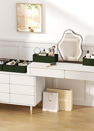 DIMJ Drawer Organizer Clothes, 15 Pack Dresser Organizer, Foldable Closet Organizers and Storage, Fabric Dresser Bins, Drawer Dividers for Nursery, Baby Clothes, Underwears, Sock (Green)