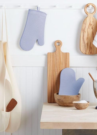 KITCHENAID Ribbed Soft Silicone Oven Mitt 2-Pack Set, 7.5"x13", Lavender Cream