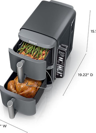 Ninja DoubleStack XL Smart 2-Basket Air Fryer, Smart Cook System, DoubleStack Technology Cook 4 Foods at Once, Space Saving Design, 10 QT, 6-in-1, Smart Finish & Match Cook, Air Fry, Broil, Bake SL451