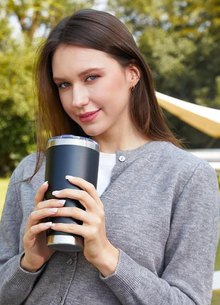 MEWAY 30oz Insulated Tumbler With Lids and Straws,Stainless Steel Double Vacuum Coffee Tumbler Cup, Brush, Durable Powder Coated Coffee Cup for Cold & Hot Drinks, Office, Travel(Black,4 PACK)