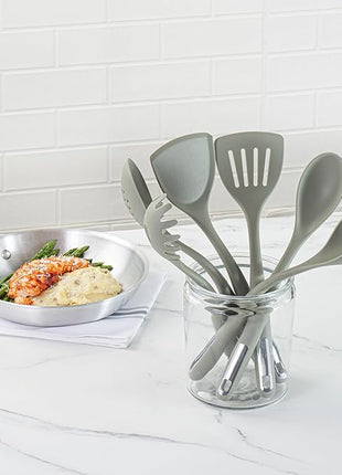 Restaurantware-Met Lux Kitchen Utensil Set, 1 Silicone Utensil Set - Consists 6 Pieces, High-Heat Tolerance, Green Silicone Kitchen Utensils, For No-Stick Cookware