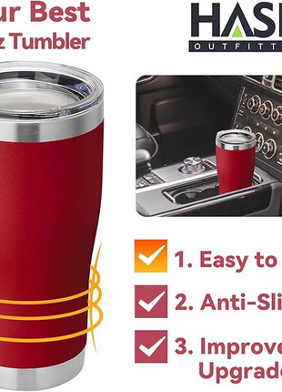 HASLE OUTFITTERS 20 oz Tumbler Bulk, Stainless Steel Tumblers with Lid, Vacuum Insulated Tumbler, Double Wall Powder Coated Cup, coffee mugs, Wine Red, 12 Pack