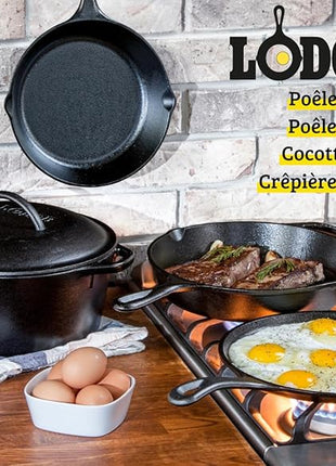 Lodge Pre-Seasoned Cast Iron 5 Piece Set, Black