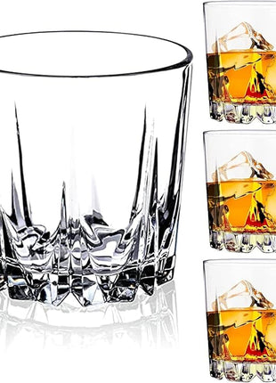 GLASKEY Whiskey Glasses Set of 4,Lead-Free Crystal Old Fashioned Glass,Scotch Glass Tumblers for Drinking Bourbon,Cognac,Irish Whisky,Whisky Glass Gift Set for Men,Dad,Brother-10oz