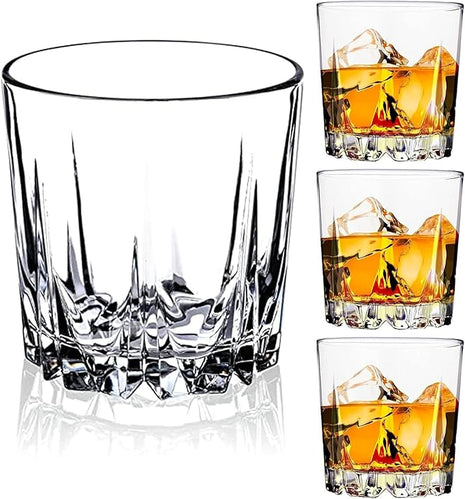 GLASKEY Whiskey Glasses Set of 4,Lead-Free Crystal Old Fashioned Glass,Scotch Glass Tumblers for Drinking Bourbon,Cognac,Irish Whisky,Whisky Glass Gift Set for Men,Dad,Brother-10oz