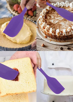 Silicone Spatulas Set, Rubber Spoon Spatula Heat Resistant Spoonula One Piece Design Seamless Spatula Non-Stick Scrapers Baking Mixing Tool (Purple)