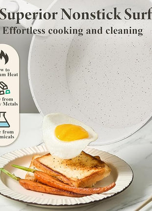 19 Pcs Pots and Pans Set Non Stick Ceramic Cookware Set with Removable Handles, Non Toxic Induction Kitchen Cookware Sets RV Cookware,Dishwasher/Oven Safe PFAS/PTFE/PFOA Free Cream White