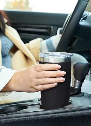 SUNWILL Travel Coffee Tumbler 20 oz, Insulated Mug with Lid, Stainless Steel Cup for Outdoor, Powder Coated Black