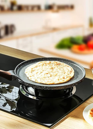 SENSARTE Nonstick Crepe Pan, Swiss Granite Coating Dosa Pan Pancake Flat Skillet Tawa Griddle 12-Inch with Stay-Cool Handle, Induction Compatible