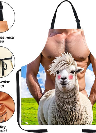 Funny Men Cooking Grilling Aprons Belly BBQ Funny Gag Gifts for Christmas, White Elephant Gift Exchange (Goat, One Size)