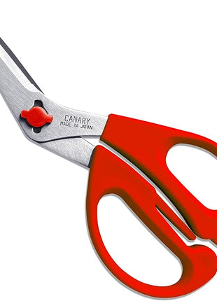 CANARY Japanese Kitchen Shears with Cutter 7.5" Offset Angled Blade, Made in JAPAN, Dishwasher Safe Come Apart Blade, All-Purpose Detachable Kitchen Scissors, Rust Proof Japanese Stainless Steel, Red