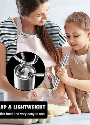 Walfos Danish Dough Whisk, Rustproof Stainless Steel Bread Whisk, Quick Mixing Bread Mixer, Dutch Dough Whisk for Cooking, Blending, Whisking, Stirring, Sourdough, Pizza, Pastry, Cake Batter…