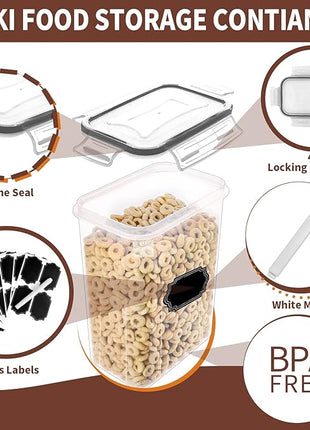 PRAKI Airtight Food Storage Containers Set with Lids - 24 PCS, BPA Free Kitchen and Pantry Organization, Plastic Leak-proof Canisters for Cereal Flour & Sugar - Labels & Marker(Grey)