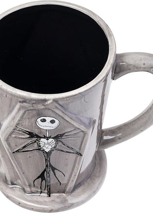 Silver Buffalo Disney Tim Burton Nightmare Before Christmas Tombstones Featuring Jack Skellington and Zero 3D Sculpted Ceramic Mug, 18 Ounces
