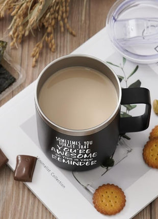 NOWWISH Inspirational Gifts for Men Women, Sometimes You Forget You're Awesome Coffee Mug, Thank You Gifts, Funny Birthday Gifts for Husband Dad, Coworker, Friends on Fathers Day, Black