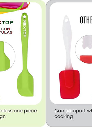 NEXTOP Silicone Spatula 8 Piece Set, Heat-Resistant Non-stick Rubber Spatulas Heat Resistant Seamless One Piece Design Non-Stick Flexible Scrapers Baking Mixing (11 Inches)