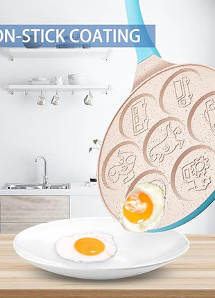 Dinosaur 7-Cup Egg Pan Omelet Pans Pancake Pan for Kids Nonstick Egg Cooker Cars Trucks Pancake Mold Egg Mold for Breakfast Sandwiches Hamburger