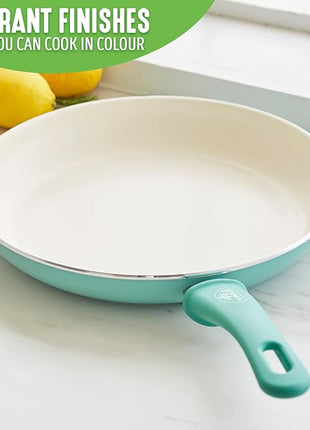 GreenLife Soft Grip Healthy Ceramic Nonstick 12" Frying Pan Skillet, PFAS-Free, Dishwasher Safe, Turquoise