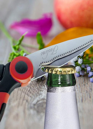 Kitchen Shears, Acelone Premium Heavy Duty Shears Ultra Sharp Stainless Steel Multi-function Kitchen Scissors for Chicken/Poultry/Fish/Meat/Vegetables/Herbs/BBQ… (Red black)