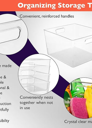 ClearSpace Clear Plastic Storage Bins – XL 8 Pack Perfect Kitchen or Pantry Organization Fridge Organizer and Storage Bins, Cabinet Organizers