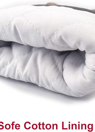 Oven Mitts Gloves 1 Pair Heat Resistant 480 ℉ Non Slip Clear Silicone Printed Fox Comfortable Cotton Lining Kitchen Women Men Cooking Baking Barbecue Machine Washable (Fox, Gray Mittens)