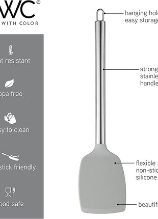 COOK WITH COLOR Silicone Cooking Utensils, Kitchen Utensil Set, Easy to Clean Silicone Kitchen Utensils, Cooking Utensils for Nonstick Cookware, Kitchen Gadgets Set, 5 Pieces, Grey Ombre