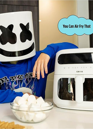 CRUX x Marshmello 8.0 QT Digital Air Fryer with TurboCrisp Technology, Touch Screen Temperature Control, Timer and Auto Shut-off, Fully Programmable, White