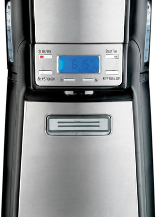 Hamilton Beach One Press Programmable Dispensing Drip Coffee Maker with 12 Cup Internal Brew Pot, Removable Water Reservoir, Black & Stainless Steel (48465)