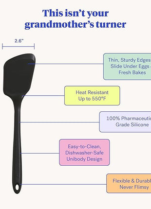 GIR: Get It Right Silicone Kitchen Spatula Turner - Non toxic cooking utensils for Nonstick Cookware, Cooking and Baking, Mini - 11IN - Black