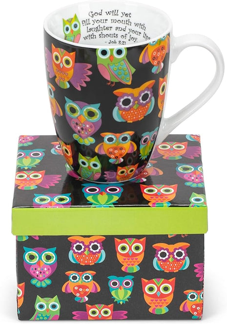 Divinity Boutique 20607 Boxed Mugs, Owl Pattern, 12 ounce