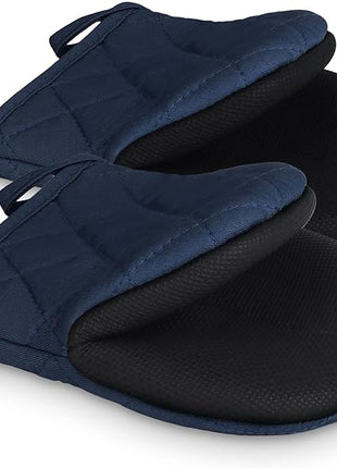 1 Pair Short Oven Mitts, Heat Resistant Silicone Kitchen Mini Oven Mitts for 500 Degrees, Non-Slip Grip Surfaces and Hanging Loop Gloves, Baking Grilling Barbecue Microwave Machine Washable