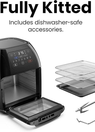 CHEFMAN Multifunctional Digital Air Fryer+ Rotisserie, Dehydrator, Convection Oven, 17 Touch Screen Presets Fry, Roast, Dehydrate, Bake, XL 10L Family Size, Auto Shutoff, Large Easy-View Window, Black