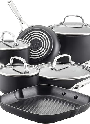 KitchenAid Hard Anodized Induction Nonstick Cookware Pots and Pans Set, 10 Piece, Matte Black