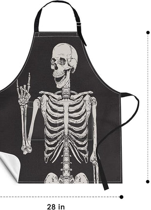 Britimes Skeleton Rock Skull Halloween Apron Home Kitchen Cooking Baking Gardening for Women Men with Pockets 32x28 inch