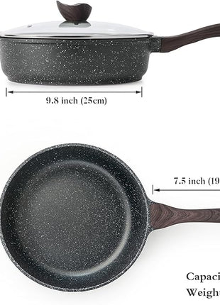 Kordisen Nonstick Deep Frying Pan with Lid, 11 Inch Non Stick Skillet, Saute Pan for Cooking, Healthy Induction Cookware, PFOA Free