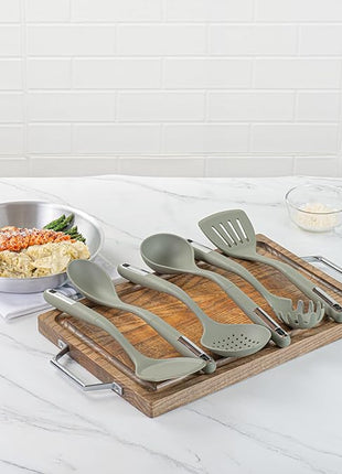 Restaurantware-Met Lux Kitchen Utensil Set, 1 Silicone Utensil Set - Consists 6 Pieces, High-Heat Tolerance, Green Silicone Kitchen Utensils, For No-Stick Cookware