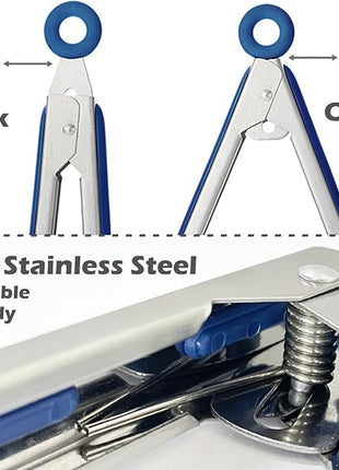 Kitchen Tongs, 9 Inch Tongs for Cooking with Silicone Tips, Food Grade Small Silicone Tongs, Mini Serving Tongs for Nonstick Pans, BBQ, Salad, Set of 3, Blue