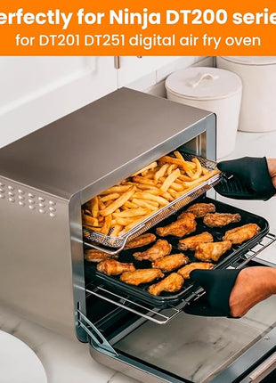for Ninja Foodi Replacement Air Fryer Oven Basket, Original Replacement Baking Trays for Ninja DT201/DT251 Foodi Digital Air Fryer Oven,Stainless Steel Air Fryer Accessories for Ninja Foodi