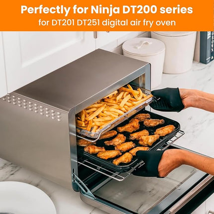 for Ninja Foodi Replacement Air Fryer Oven Basket, Original Replacement Baking Trays for Ninja DT201/DT251 Foodi Digital Air Fryer Oven,Stainless Steel Air Fryer Accessories for Ninja Foodi