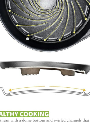 TECHEF - Korean BBQ Nonstick Grill Pan, KBBQ Grill Pan, PFOA-Free, Dishwasher Oven Safe, Made in Korea (Black)