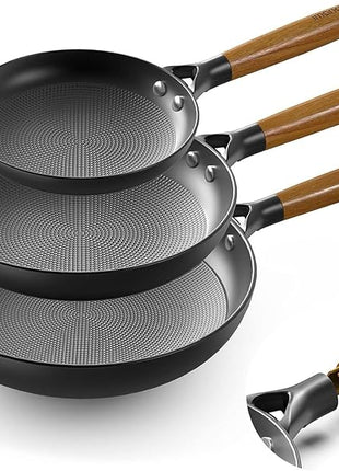 imarku Non Stick Frying Pans - 7.5&9.5&11.5 Inch Cast Iron Skillets Professional Cast Iron Pan Dishwasher Safe Nonstick Frying Pan Set, Detachable Handle, Best Gifts for Women/Men