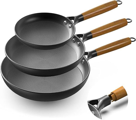 imarku Non Stick Frying Pans - 7.5&9.5&11.5 Inch Cast Iron Skillets Professional Cast Iron Pan Dishwasher Safe Nonstick Frying Pan Set, Detachable Handle, Best Gifts for Women/Men